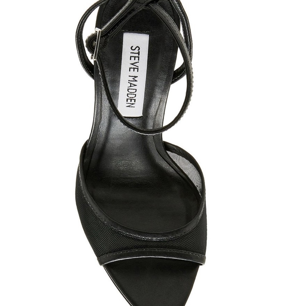 Steve Madden Black Mesh Strap Heels - Picture 5 of 9